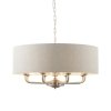 Lampa wisząca abażurowa lniana okrągła chromowana minimalistyczna klasyczna HIGHCLERE 99152 ENDON 